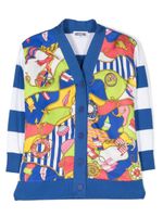 Moschino Kids cardigan rayé à imprimé graphique - Bleu