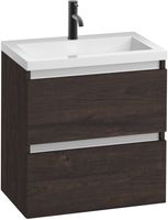 Saqu Gaia voorgemonteerd ondiep badmeubel met aluminium greeplijst incl. wastafel 60x40cm kasteel bruin Saqu Gaia voorgemonteerd ondiep badmeubel met aluminium greeplijst incl. wastafel 60x40cm kasteel bruin
