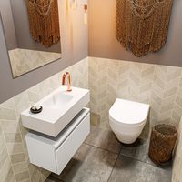 Toiletmeubel Mondiaz Andor | 60 cm | Meubelkleur Talc | Lex vrijhangend wastafel Talc Midden | 1 kraangat