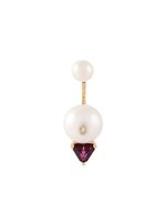 Delfina Delettrez boucle d'oreille "Trillion" en or 18ct, diamant et perle - Rouge