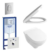 Villeroy & Boch O.Novo Toiletset - softclose en quickrelease zitting - bedieningsplaat verticaal chroom - wit 0729205/0729240/0124182/1024992/