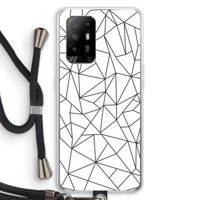 Geometrische lijnen zwart: Oppo A94 5G Transparant Hoesje met koord