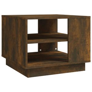 The Living Store Banktafel - - Salontafel - 55x55x43 cm - Gerookt eiken