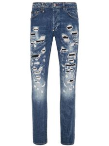 Philipp Plein jean slim à effet usé - Bleu