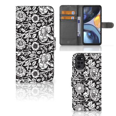 Motorola Moto G22 Hoesje Black Flowers Motorola Moto G22 Hoesje Black Flowers
