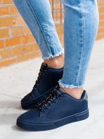Herenschoenen enkel T384 - navy, maat 44 - thumbnail