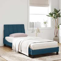 Bed met matras "Hanko" fluweel blauw 90x200 cm