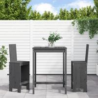 3-delige Tuinbarset massief grenenhout grijs