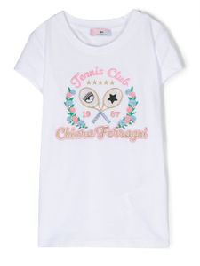 Chiara Ferragni Kids t-shirt en coton à logo brodé - Blanc