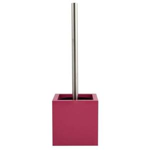 MSV Toiletborstel in MDF houder|rvs wc-borstel - fuchsia roze - 37 cm