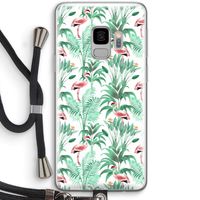 Flamingo bladeren: Samsung Galaxy S9 Transparant Hoesje met koord