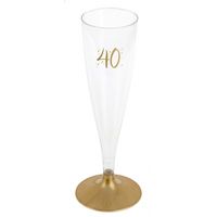Santex Verjaardag feest champagneglazen - leeftijd - 6x - 40 jaar - goud - kunststof   - - thumbnail