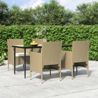 5-delige Tuinset met kussens beige en zwart
