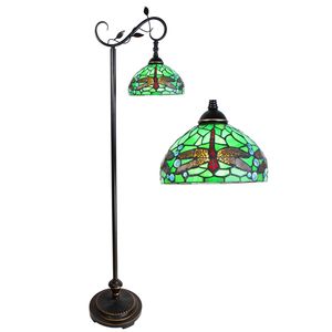 HAES DECO - Tiffany Vloerlamp Groen, Bruin 36x25x152 cm E27/max 1x60W