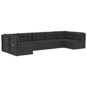 vidaXL 7-delige Loungeset met kussens poly rattan zwart