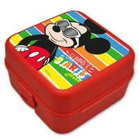 Disney Mickey Mouse broodtrommel/lunchbox voor kinderen - rood - kunststof - 14 x 8 cm - Lunchboxen - thumbnail