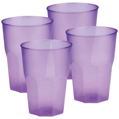 Drinkglazen frosted - lila paars - 24x - 420 ml - onbreekbaar kunststof - Feest/cocktailbekers Drinkglazen frosted - lila paars - 24x - 420 ml - onbreekbaar kunststof - Feest/cocktailbekers