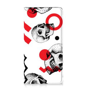 Mobiel BookCase Samsung Galaxy A51 Skull Red