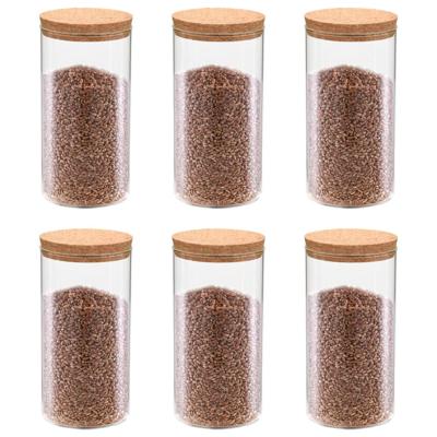 VidaXL Opbergpotten met kurken deksel 6 st 1400 ml glas