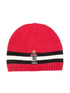 POLO RALPH LAUREN KIDS bonnet en maille à motif Bear - Rouge