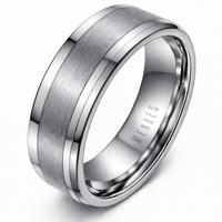Wolfraam heren ring Geborstelde streep 8mm-20mm