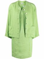 CHANEL Pre-Owned ensemble robe-veste en lin (années 1990) - Vert - thumbnail