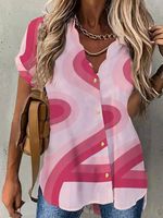 Casual Abstract Kort Mouw Blouse - thumbnail