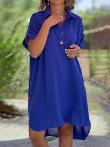 Loose Shirt Collar Casual Dress With No