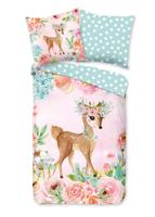 Good Morning Kinderdekbedovertrek "bambi met bloemen" - Multi - (135x200 cm) - Katoen