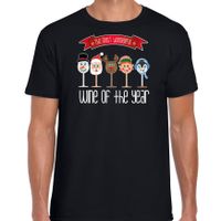 Fout kersttrui t-shirt voor heren - Kerst wijn glazen - zwart - drank/wine - thumbnail