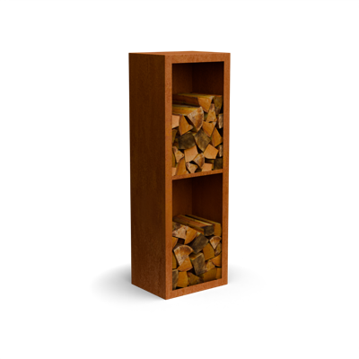Egura cortenstaal Houtopslag 2 vakken met achterwand L50 x B38,5 x H150 cm - Geroba