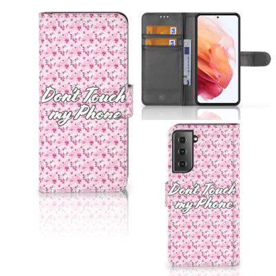 Samsung Galaxy S21 Portemonnee Hoesje Flowers Pink DTMP Samsung Galaxy S21 Portemonnee Hoesje Flowers Pink DTMP