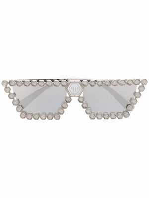 Philipp Plein Eyewear lunettes de soleil à ornements en cristal - Argent