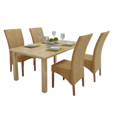 Eetkamerstoelen 4 st natuurlijk rattan bruin