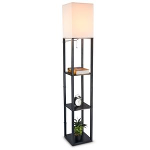 Zenzee vloerlamp - Staande lamp - Stalamp - Modern - Met opbergruimte - 26L x 26B x 160H cm - Zwart- Effen