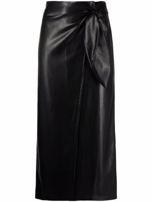 Nanushka jupe portefeuille en cuir vegan - Noir