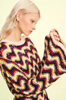 Gehaakte trui met zigzagpatroon - GREEN - L