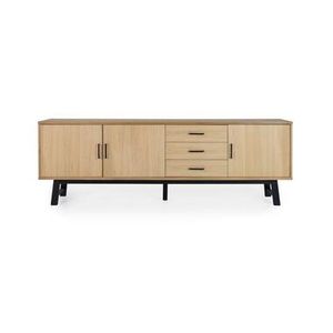 Tenzo dressoir Lex 3 deuren en 3 lades - eikenkleur/zwart - 80x239x42 cm - Leen Bakker