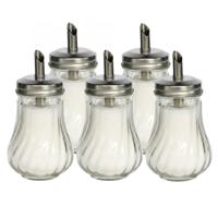 Gerimport Suikerpot / strooier - pakket 10x - glas met RVS tuit - 210 ml - dispenser