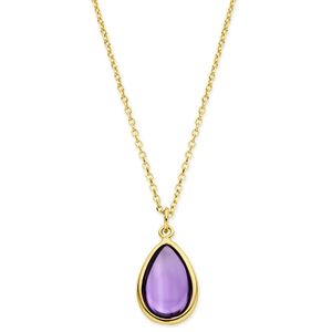 Ketting Ovaal geelgoud-amethist paars 41-43-45 cm
