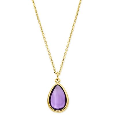 Ketting Ovaal geelgoud-amethist paars 41-43-45 cm