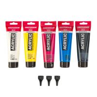 Bruynzeel Amsterdam standard series acrylverf primaire set 120ml, 5dlg. + 3 doseertuiten