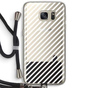 Strepen zwart-wit: Samsung Galaxy S7 Transparant Hoesje met koord