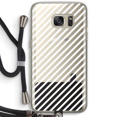 Strepen zwart-wit: Samsung Galaxy S7 Transparant Hoesje met koord