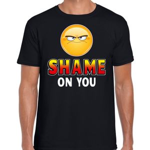 Funny emoticon t-shirt Shame on you zwart heren