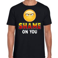 Funny emoticon t-shirt Shame on you zwart heren - thumbnail