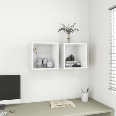 Wandkasten 2 st 37x37x37 cm bewerkt hout wit