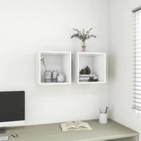 Wandkasten 2 st 37x37x37 cm bewerkt hout wit Wandkasten 2 st 37x37x37 cm bewerkt hout wit