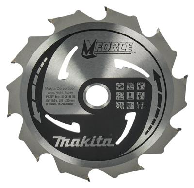 Makita Cirkelzaagblad voor Hout | Mforce | Ø 165mm Asgat 20mm 10T - B-31918