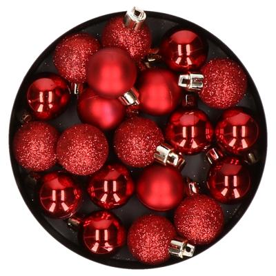 Cosy & Trendy Kerstballen mini - 60x - rood - D3 cm - kunststof - kerstversiering